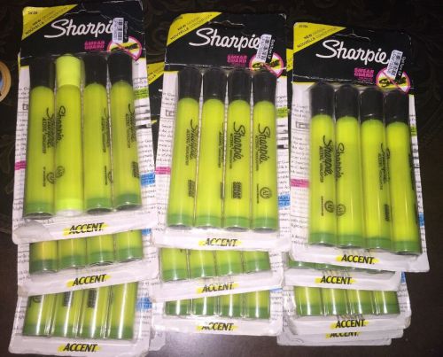 SHARPIE Highlighter Smear Guard 15 4-ct Packs 60 Markers NEW Fluorescent Yellow