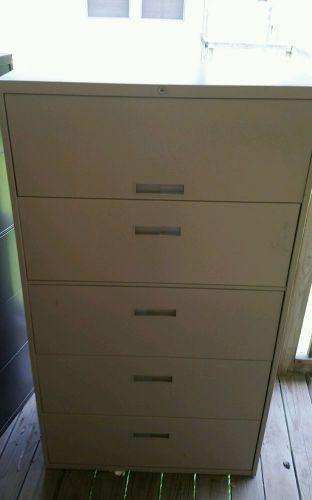Tan Lateral 5 Drawer file cabinet