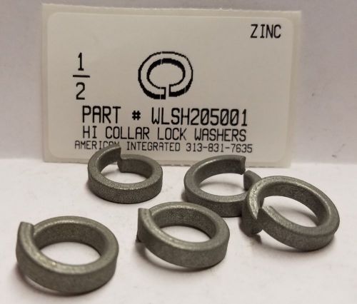 1/2&#034; high collar split lock washers steel zinc plated (50) for sale