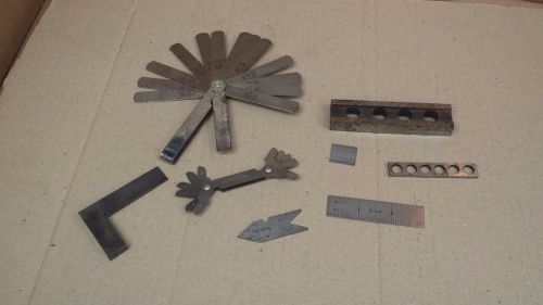 Assorted Gauges: Steel ruler, Screw thread pitch,  Center Gage, Metal Square