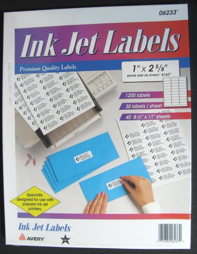 1200 Quality Address Inkjet Printer Avery Labels Adhesive 1&#034; x 2 5/8&#034;  40 Sheets