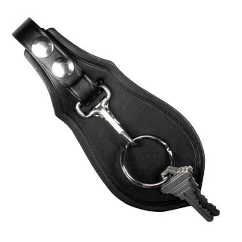 Boston Leather 5448-1-N Black Key Holder w/ Protective Flap Nickel Snaps