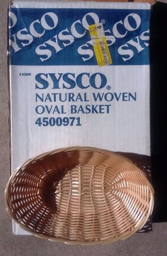 Set of 4, Sysco Woven Serving Bread Basket Oval Shape Natural Color 9in x 6in