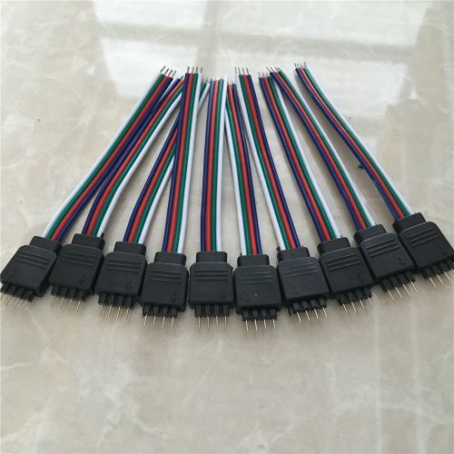 10 pcs 4 pin male connector wire cable for rgb 3528 5050 led strip controllor 4 for sale