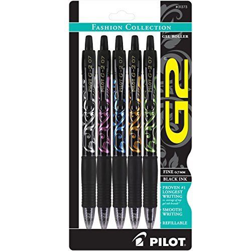 Pilot g2 fashion collection gel roller pens fine point black ink silver pink ... for sale