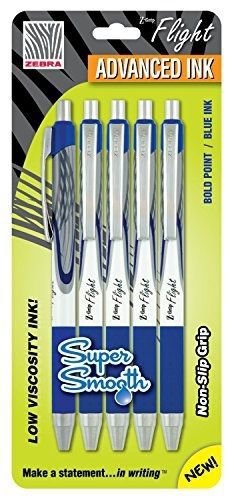 Zebra Pen Zebra Z-Grip Flight Ballpoint Retractable Pen, 1.2mm, Blue, 5 Pack