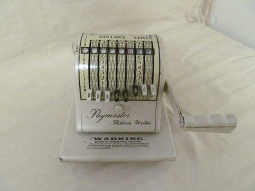 Vtg Beige Paymaster 8000 Series Ribbon Check Writer w/Key for Repair or Parts