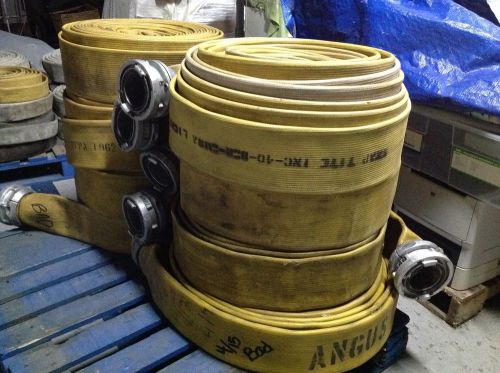 (8) Angus &amp; Snap Tite 4&#034;x100&#039; rubber supply hose Storz couplings, salvage