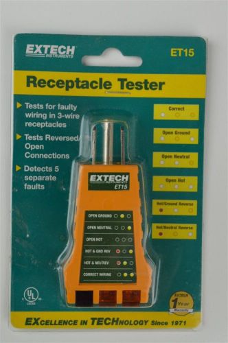 EXTECH INSTRUMENTS Receptacle Tester ET15 Tests for Faulty Wiring