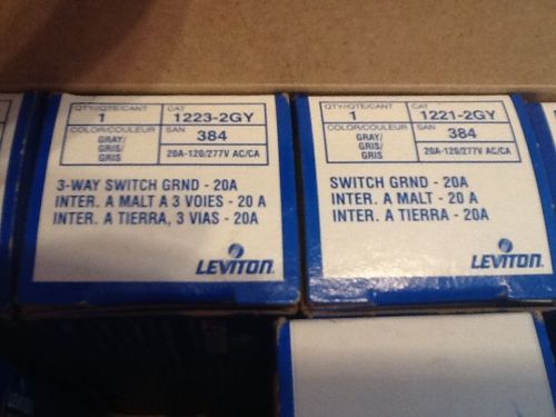 Leviton 1221-2GY INDUSTRIAL Toggle Wall Light Switch Single Pole 20A