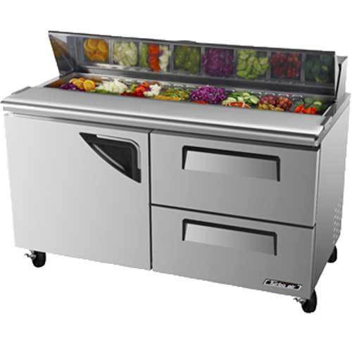 Turbo tst-60sd-d2 refrigerated counter, sandwich salad prep table, 1 door, (2) d for sale