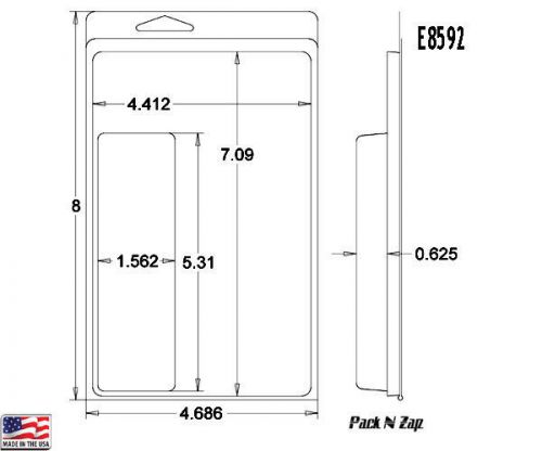 E8592: 300- 8&#034;H x 4.7&#034;W x 0.63&#034;D Clamshell Packaging Clear Plastic Blister Pack