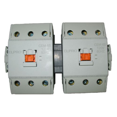 Elpro cem-65 contactor pair/set, 3p 65a 120/208v 50-60hz with interlocking for sale