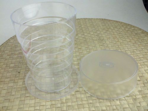 Fred Clear Plastic Plain 5&#034; Collapsible Cup with 1.5&#034; Clear Flat Lids