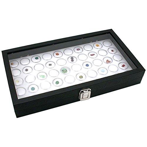 Glass Top Jewelry Jars Display holiday Case Box New White 50 Gem FREE SHIPPING