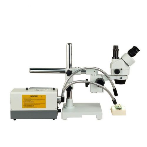 Omax 3.5x-90x zoom trinocular boom stand stereo microscope+150w dual fiber light for sale