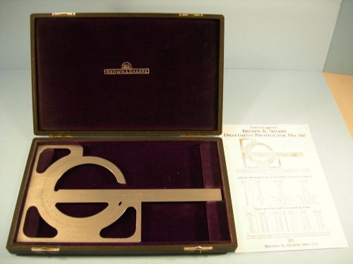 Brown &amp; Sharpe No.510 Draftmen&#039;s Protractor with case &amp; tables for use Machinist
