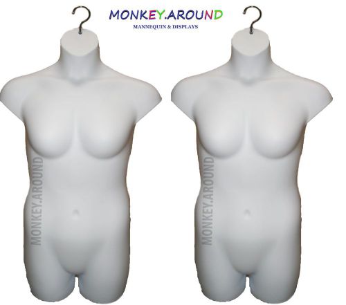 2 PLUS SIZE FEMALE MANNEQUIN WHITE DRESS BODY FORM 2 HANGER,DISPLAY Shirt 1x 2x