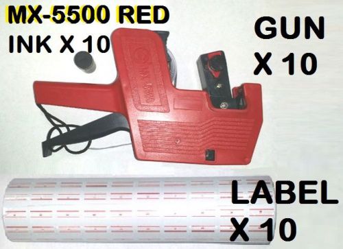 MX-5500 8 Digits Red Price Tag Gun+5000 White with Red lines labels+1 Ink x 10