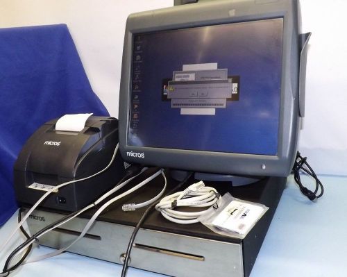 Single MICROS 5A (WS5A) Workstation: Screen, Stand, Printer, Cash Drawer, +