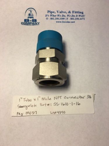 New* (1) swagelok 1&#034; tube x 1&#034; male npt connector 316ss, part #: ss-1610-1-16 for sale