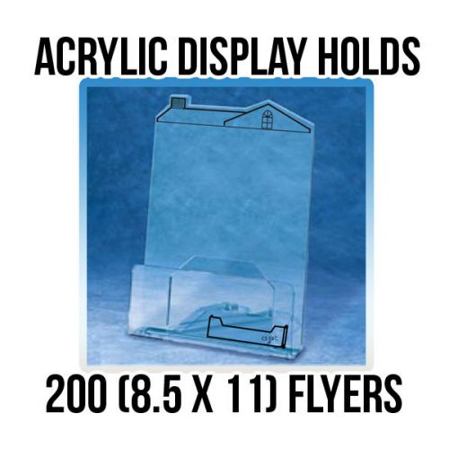 Clear Acrylic 8.5&#034; x 11&#034; Open House Brochure Display w/ Business Card Holder 6pc