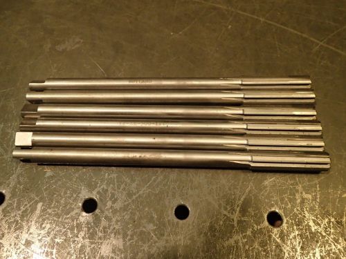 6 Pc Lot Rutland .470&#034; Carbide Tipped Straight 6-Fluted Reamer 3/8&#034; Straight Sha