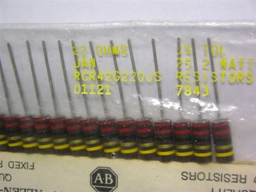 2 Mil-Spec Allen Bradley RCR42G220JS 22 Ohm 2W 5% Carbon Comp Resistors