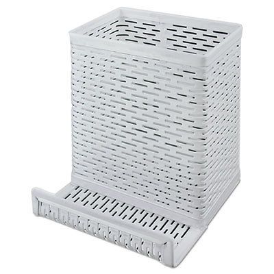 Urban collection punched metal pencil cup/cell phone stand, 3 1/2 x 3 1/2, white for sale