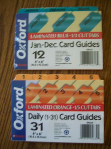 Oxford Laminated Card Guides Monthly 1/3 Cut AND Daily 1/5 Cut Tabs Filing