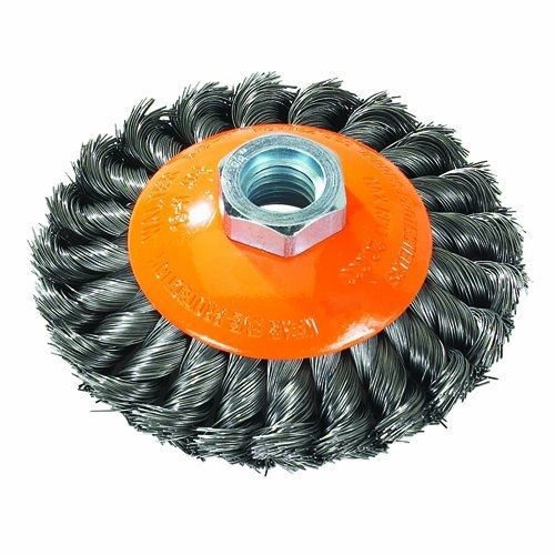 Walter Surface Technologies Walter Saucer-Cup Knot-Twisted Brush, Threaded Hole,