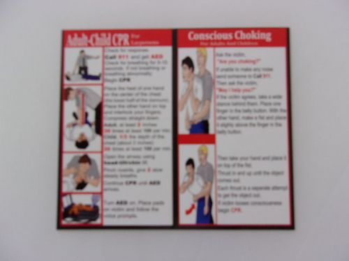 4 Panel CPR/Choking/Stroke/Heart Attack/Falls/Shock Reference Cards  LOT OF 100