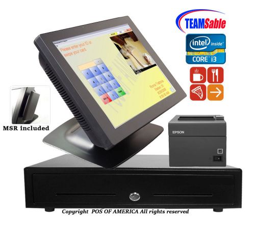 Team Sable i3 POS Complete Station with pcAmerica Restaurant PRO Express NEW