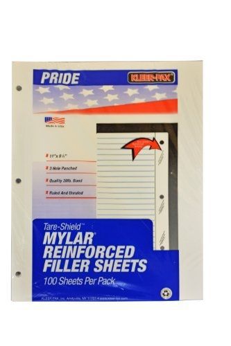 Kleer Fax Kleer-Fax Tare-Shield Mylar Reinforced Filler Paper, Unruled, 50#