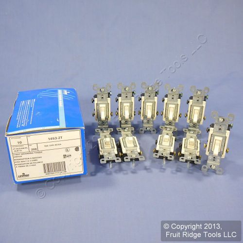 10 leviton light almond 3-way toggle wall light switches 15a 1453-2t for sale