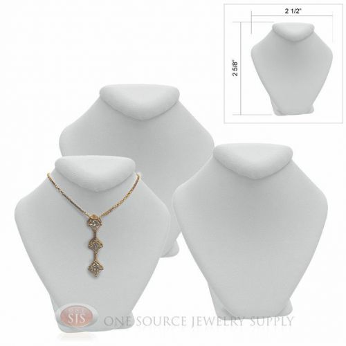 (3) 2 5/8&#034; Pendant Necklace White Leather Mini Jewelry Bust Display Stand