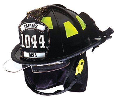 MSA 1044DSB Cairns 1044 Traditional Composite Fire Helmet with Defender, Black,