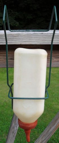 Vintage Albers Suckle Bottle with Nipple and Wire Rack Bottle Holder Farm Use #2
