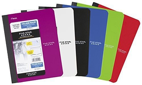 Five Star Composition Book, 100 College Ruled Sheets, 9.75 x 7.5 Inches, Pack of