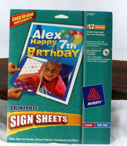 AVERY PRINTABLE SIGN SHEETS 12 SHEETS PER PACK 2733  bbb193