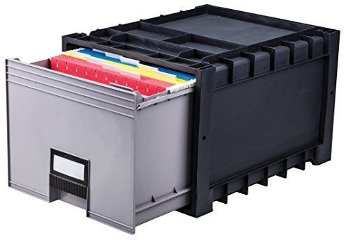 Storex Plastic Archive Storage Drawer with Lock, Letter Size, 18-Inch Drawer,