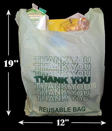 RileyBags Reusable Sturdy Green Plastic Shopping Bags 2.3 Mil Thick - 50 Medium