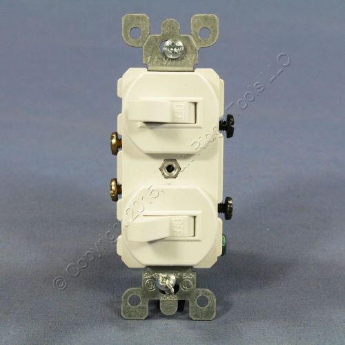 New leviton white double wall light switch duplex toggle 15a single pole 5224-2w for sale