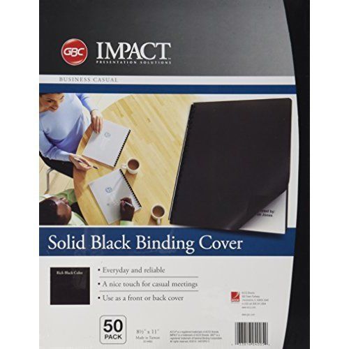 GBC Solids Standard Presentation Covers Non-Window Square Corners Black 50