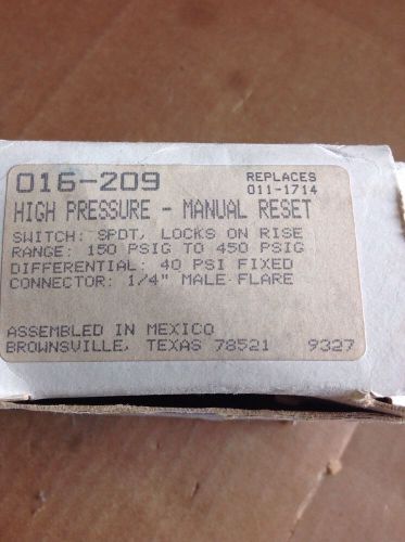 Ranco High Pressure - Manual Reset 016-209