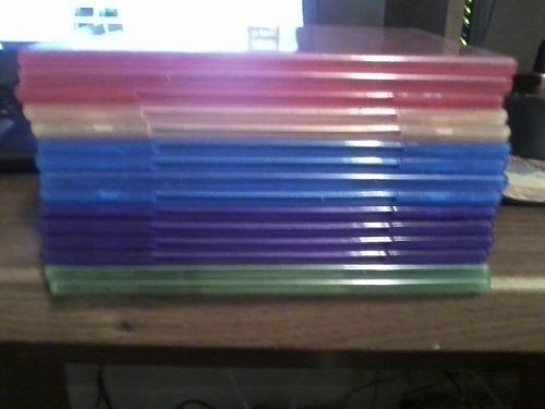 Slimline color(14) and clear (75 ) Disc DVD Cases 7mm Memorex - Lot of 89