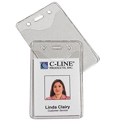 C-Line Heavy Duty Vinyl Badge Holders, Vertical, 2.38 x 3.38 Inches, 100 per