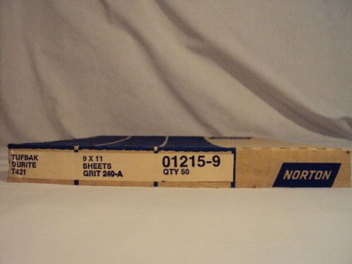 NEW OLD STOCK NORTON 240-A (240A) 9 X 11 SANDPAPER 50 QUANTITY SEALED PACKAGE
