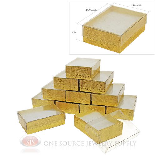12 gold view top cotton filled gift boxes 3 1/4&#034; x 2 1/4&#034; charm jewelry for sale