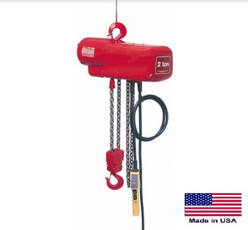 Chain hoist electric - industrial - 4000 lb cap - 1 hp - 115/230v - 20 ft lift for sale